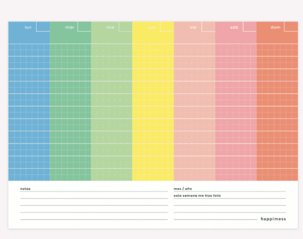 Planificador Block Semanal - COLORBLOCK - 2020 - Happimess