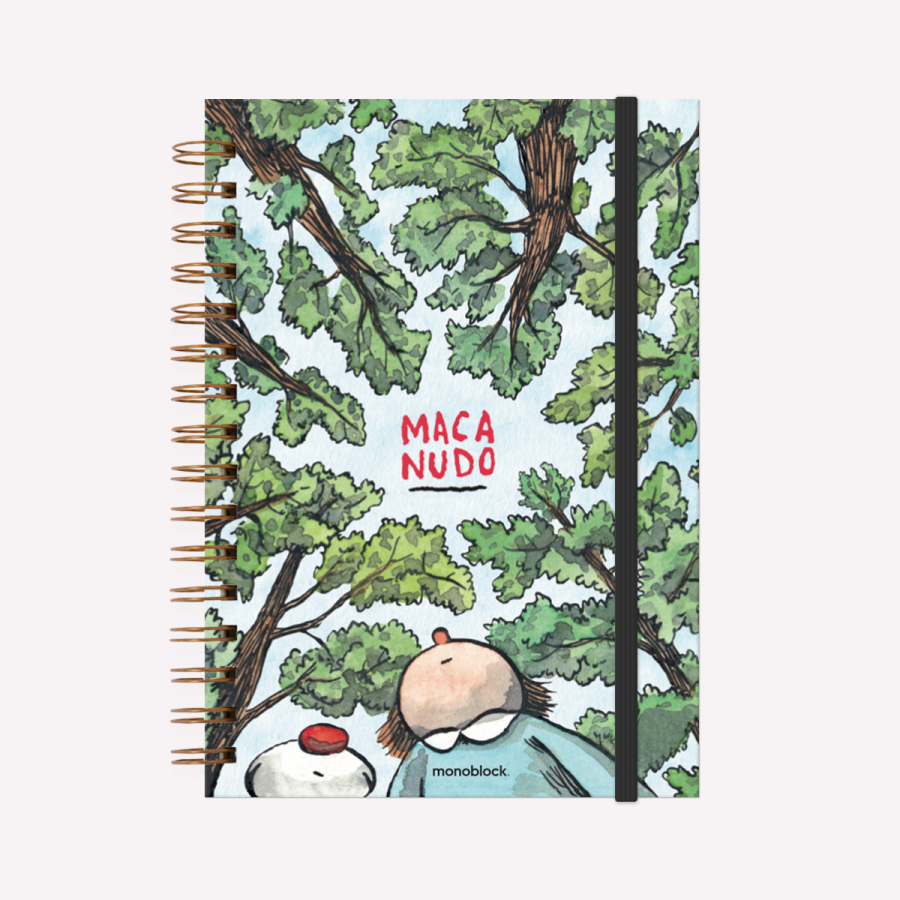 Cuaderno A5 anillado, liso: Bosque - Macanudo, Liniers