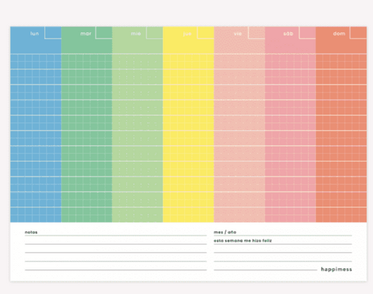 Planificador Block Semanal - COLORBLOCK - 2020 - Happimess