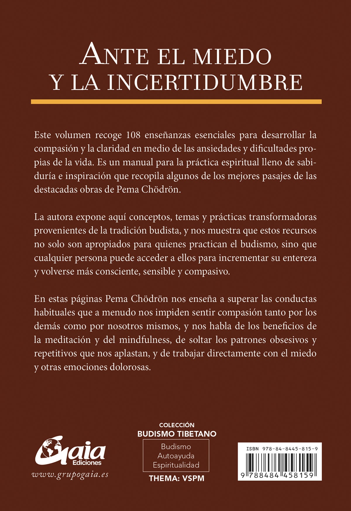 Ante el miedo y la incertidumbre - Pema Chodron