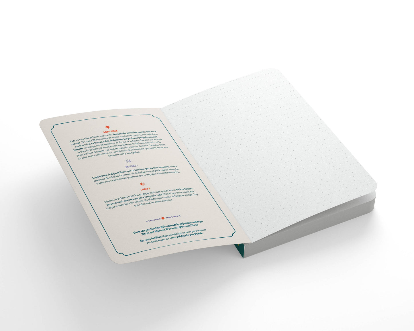 Cuaderno A5 cosido con hojas punteadas - Arcano: La Fuerza XI
